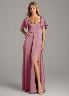 Azazie Chloe Final Sale Vintage Mauve A-Line Sweetheart Neckline Stretch Satin Dress image1