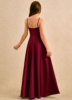 Azazie Coconut Girls Formal Sukienki dla dziewczynek sypiących kwiaty Linia A Pofałdowany Satyna elastyczna Długość podłogi Sukienka image2