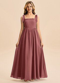 Azazie Delia Junior Abito A-Line in Chiffon Fiocco Ametista image5