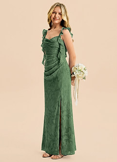 Azazie Jessamine Junior Eucalyptus Mermaid Sweetheart Neckline Floral Burnout Dress image3