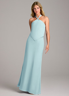 Azazie Keisha Bridesmaid Dresses Sea Glass Sheath Chiffon Dress image5