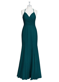 Azazie Carolina Final Sale Pine Mermaid Ruched Chiffon Dress image6