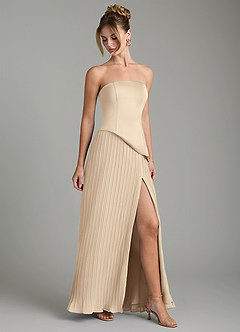 Azazie Tierney Bridesmaid Dresses Champagne A-Line Strapless Chiffon Convertible Dress image6