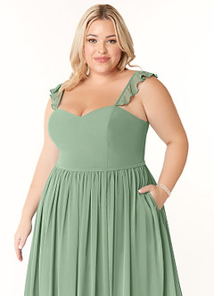 Azazie Metz Bridesmaid Dresses Matcha A-Line Sweetheart Ruched Chiffon Dress image11