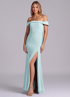 Azazie Luciana Robes de demoiselle d'honneur Robe Fourreau Convertible en Mousseline de soie Épaule décolletée Verre De Mer image3