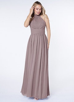 Azazie Iman Bridesmaid Dresses Dusk A-Line A-Line Ruched Chiffon Dress image4