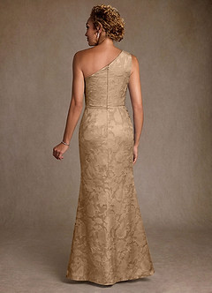 Azazie Joylin Mother of the Bride Dresses Champagne Trumpet One Shoulder Floral Burnout Dress image2