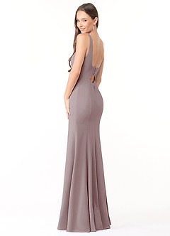 Azazie Arwen Bridesmaid Dresses Vintage Mauve Sheath Side Slit Stretch Crepe Dress image4