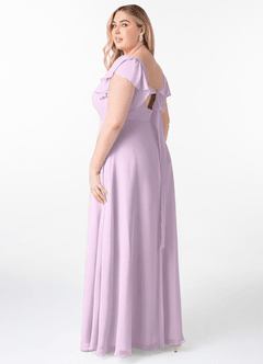 Azazie Syenna Bridesmaid Dresses Frosted Lilac A-Line Ruched Chiffon Dress image9
