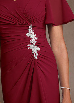 Azazie Suffolk Mother of the Bride Dresses Burgundy A-Line Pleated Chiffon Dress image5