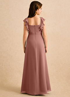 Azazie Soso Girls Formal Robe Demoiselle D'honneur Fillette Robe Trapèze en Mousseline de soie Plissée Rose De Cèdre image2