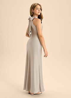 Azazie Doretta Junior Frost A-Line Pleated Stretch Satin Dress image1