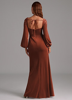 Azazie Charissa Bridesmaid Dresses Terracotta Sheath Long Sleeve Velvet Dress image5