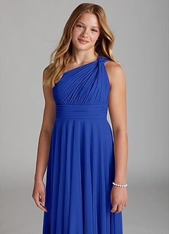 Azazie Charlize Junior A-Linie Gittergewebe Kleid Königsblau image6