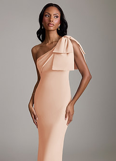 Azazie Yuanna Bridesmaid Dresses English Rose Mermaid One Shoulder Chiffon Dress image3