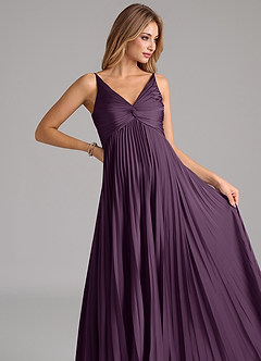 Azazie Raychelle Brautjungfernkleider A-Linie Plissee Stretch-Satin Kleid Pflaume image7