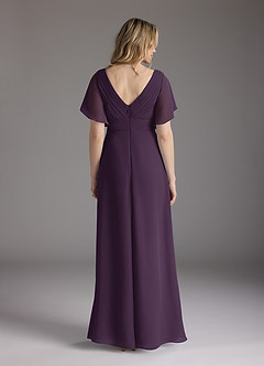 Azazie Alessa Mother of the Bride Dresses Plum A-Line V-Neck Pleated Chiffon Dress image6