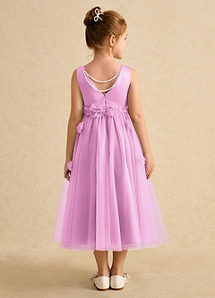 Azazie Lux Flower Girl Dresses Candy Pink A-Line Beaded Tulle Dress image2
