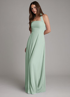 Azazie Irina At-home Try On Dresses Agave A-Line Pleated Chiffon Dress image7