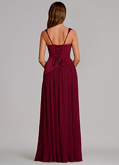 Azazie Stephanie Bridesmaid Dresses Burgundy A-Line Pleated Stretch Satin Dress image5