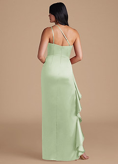 Azazie Latrice Bridesmaid Dresses Dusty Sage Sheath One Shoulder Metallic Satin Dress image5