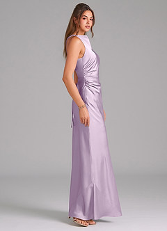 Azazie Evadne Brautjungfernkleider Etui Plissee Stretch-Satin Kleid Frostiges Flieder image4