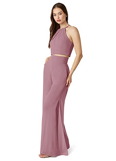 Azazie Kenzi Bridesmaid Dresses Vintage Mauve Pleated Chiffon Jumpsuit image3