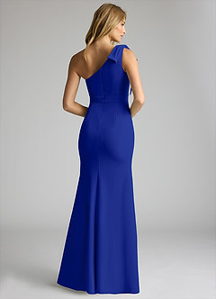 Azazie Rinna Bridesmaid Dresses Royal Blue Mermaid One Shoulder Stretch Crepe Dress image2