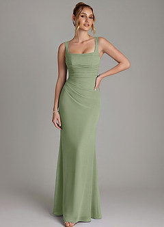 Azazie Agustina Bridesmaid Dresses Pistachio Mermaid Corset Chiffon Dress image1