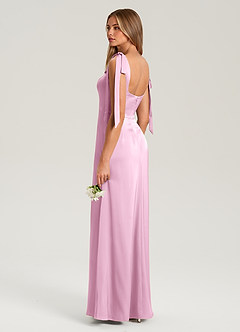 Azazie Frostine Bridesmaid Dresses Candy Pink A-Line Bow Stretch Satin Dress image6