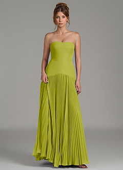 Azazie Yuliana Bridesmaid Dresses Lemongrass A-Line Strapless Chiffon Dress image6
