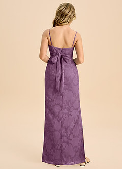 Azazie Mai Junior 쉬스 주름진 플로럴 번아웃 플로어 길이 주니어 신부 들러리 드레스 image2