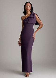 Azazie Yuanna Bridesmaid Dresses Plum Mermaid One Shoulder Chiffon Dress image1