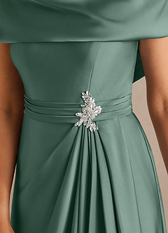 Azazie Branford Kleider für die Brautmutter A-Linie Plissee Stretch-Satin Kleid Eukalyptus image4