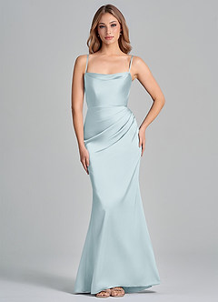 Azazie Olea Bridesmaid Dresses Mist Mermaid Strapless Stretch Satin Convertible Dress image6