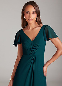 Azazie Soren Bridesmaid Dresses Pine A-Line Ruched Chiffon Dress image6