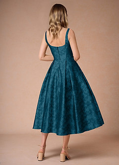 Inès Navy Black Pleated Midi Dress image2