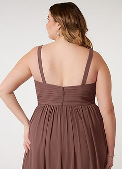 Azazie Chanel Bridesmaid Dresses Espresso A-Line Pleated Chiffon Dress image11
