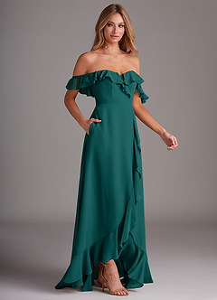 Azazie Lyra Bridesmaid Dresses Peacock A-Line Chiffon Convertible Dress image6