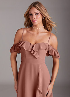 Azazie Lyra Bridesmaid Dresses Cedar Rose A-Line Chiffon Convertible Dress image2