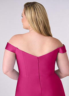 Barbie ♥ Azazie Bridesmaid Dresses Barbie Pink A-Line Off the Shoulder Stretch Satin Convertible Dress image12