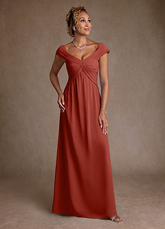 Azazie Myrtle Mother of the Bride Dresses Terracotta A-Line Pleated Chiffon Dress image1