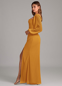 Azazie Brixley Bridesmaid Dresses Butterscotch Mermaid Long Sleeve Chiffon Dress image3
