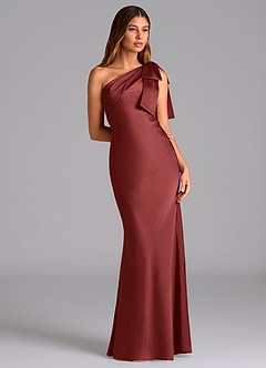 Azazie Yuanna Robes à essayer chez vous Robe Sirène en Satin extensible Asymétrique Noir image5