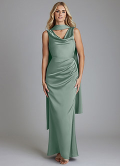 Azazie Tallie Suknie dla druhen Syrena Pofałdowany Satyna elastyczna Do ziemi Sukienka image5