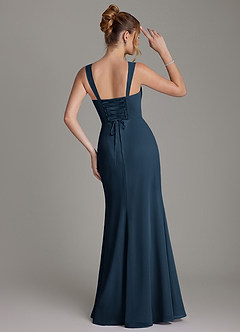 Azazie Agustina Bridesmaid Dresses Dark Navy Mermaid Corset Chiffon Dress image7