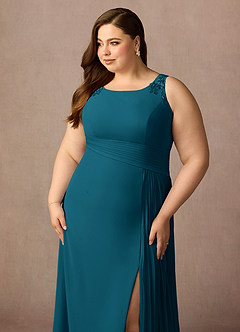 Azazie Galvan Mother of the Bride Dresses Ink Blue A-Line Sequins Chiffon Dress image13