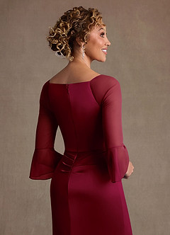 Azazie Nampa Mother of the Bride Dresses Burgundy Sheath Pleated Mesh Dress image6