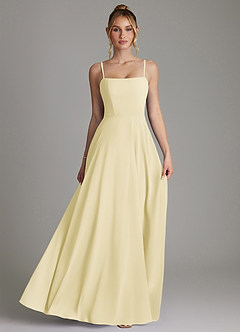 Azazie Elita Brautjungfernkleider A-Linie Plissee Chiffon Kleid Zitronensorbet image4