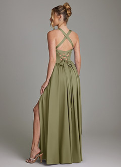 Azazie Francis Bridesmaid Dresses Pistachio A-Line Corset Stretch Satin Dress image7